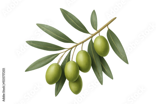 Wallpaper Mural Realistic illustration of an olive branch with green olives and leaves, isolated on a transparent background Torontodigital.ca
