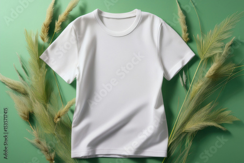 T-Shirt with Some Grasses Green Background