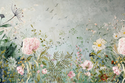 Wallpaper Mural vintage floral background Torontodigital.ca