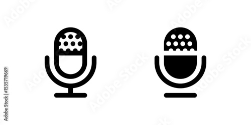 A minimalist condenser microphone icon, ideal for recording studios, podcasting, broadcasting, and professional audio equipment designs.