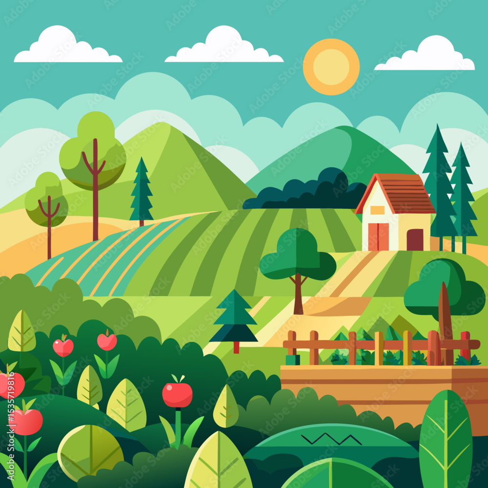 Fototapeta premium vector illustration of a village