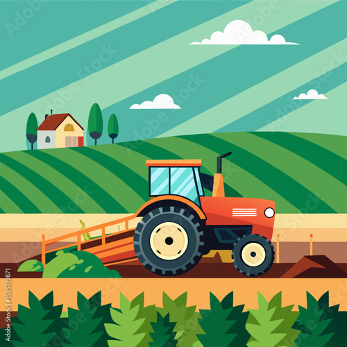 tractor in a field