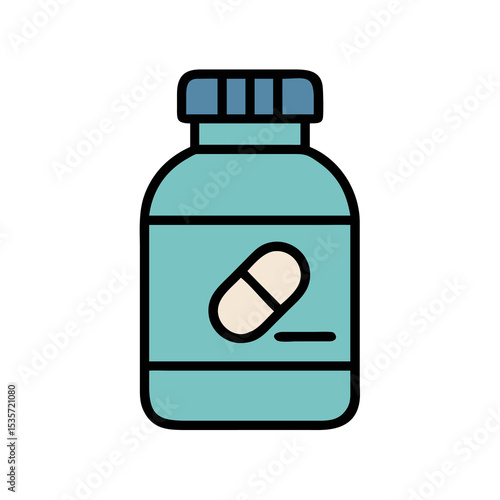 Colorful Medicine Bottle with Pills: Healthcare Icon