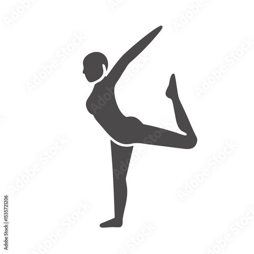 Black and White Yoga Pose Silhouette: Dynamic Fitness Art