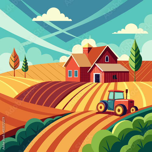 rural landscape with farm