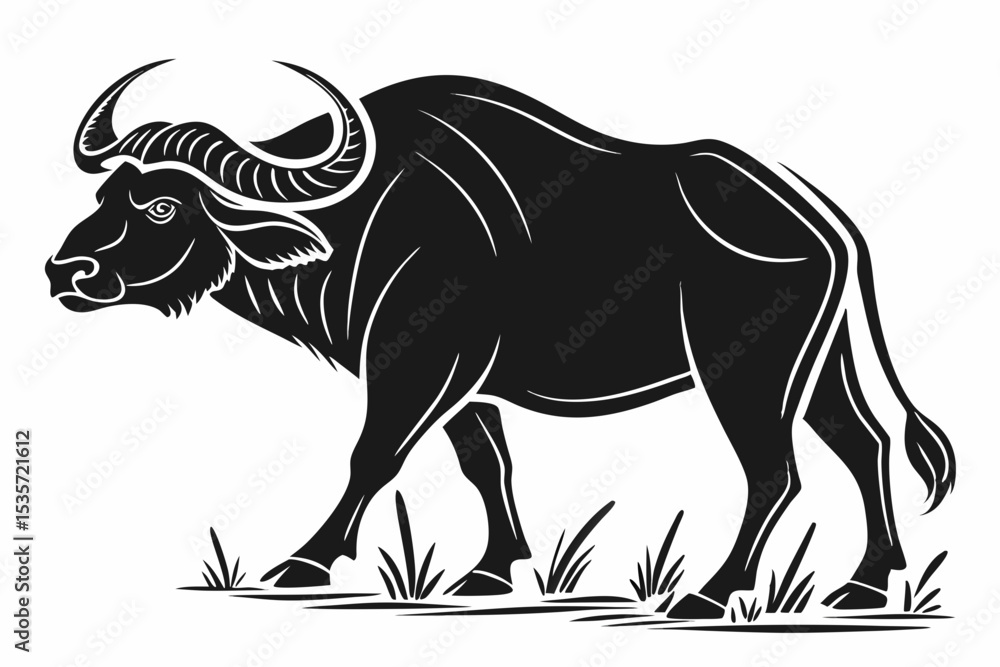 Fototapeta premium buffalo silhoette black vector