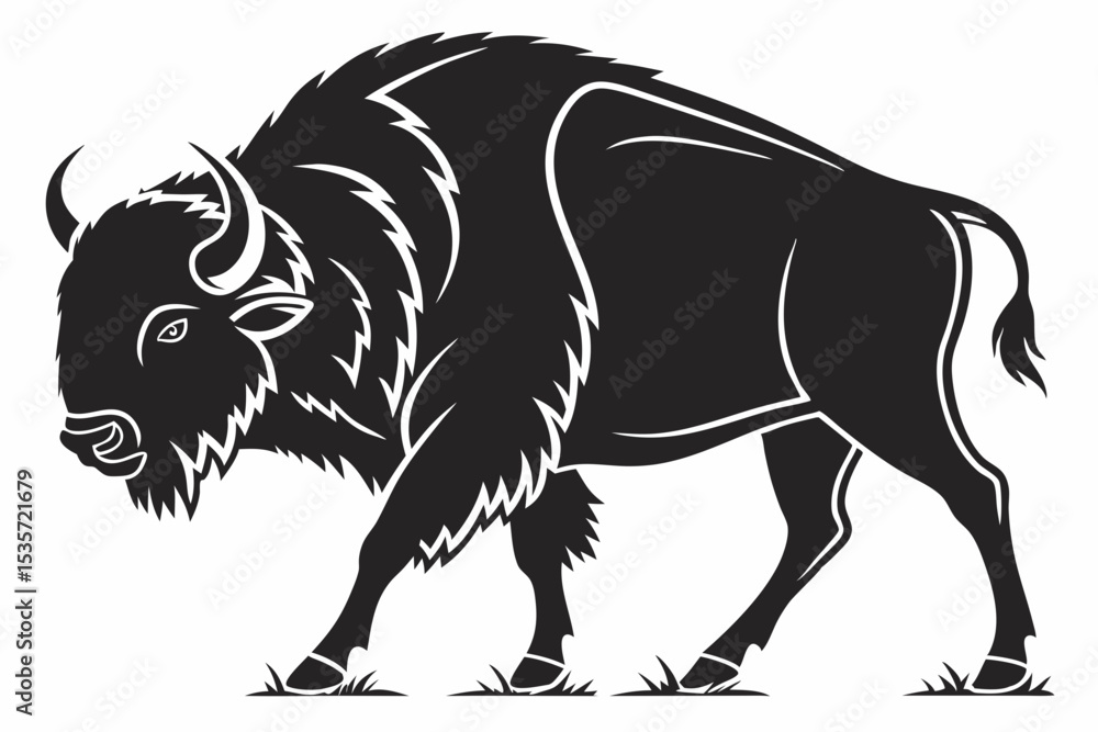 Obraz premium buffalo silhoette black vector