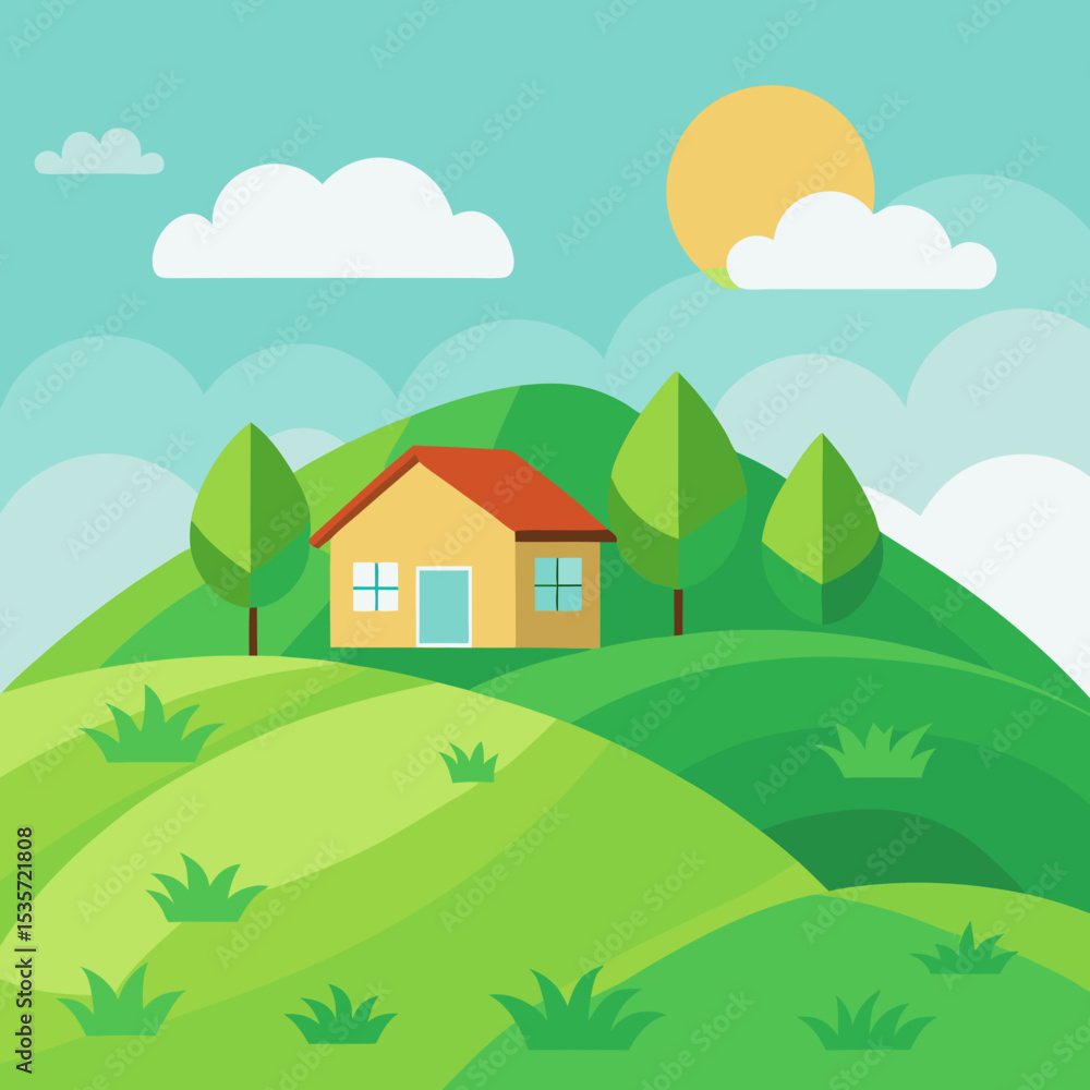 Naklejka premium house on the hill