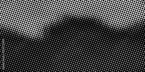Halftone faded gradient texture. Grunge halftone grit background. White and black sand noise wallpaper. Retro pixilated vector illustration