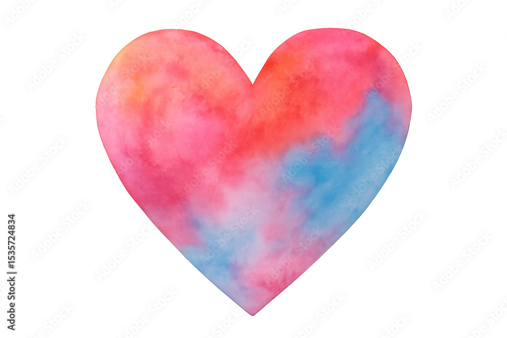 Fototapeta premium Colorful watercolor heart represents love, affection, and valentine's day, perfect for romantic designs with its transparent background