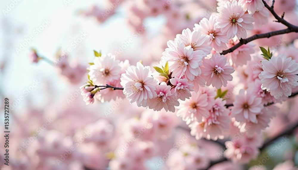 Beautiful blossoming cherry flowers on a branch in springtime with soft sunlight Beautiful blossoming cherry flowers on a branch in springtime with soft sunlight