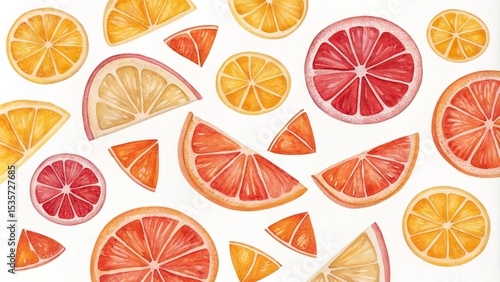 Watercolor Citrus Slices Pa...