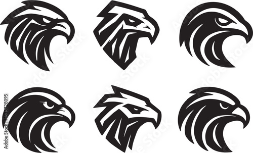 Stylized Faclon Eagle or Hawk Head Logos, Template for design mascot, label, badge, emblem or other branding