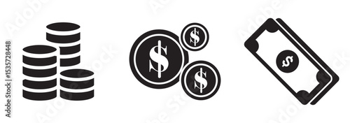 E-commerce and Payment Vector Graphics . money icon set. containing cash, saving, wallet, transfer, withdraw icons.
