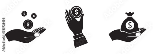 E-commerce and Payment Vector Graphics . money icon set. containing cash, saving, wallet, transfer, withdraw icons.
