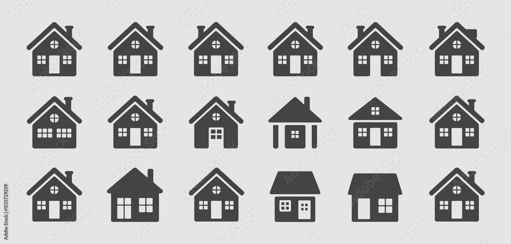 Collection of Simple House Icons for Real Estate Collection of Simple House Icons for Real Estate