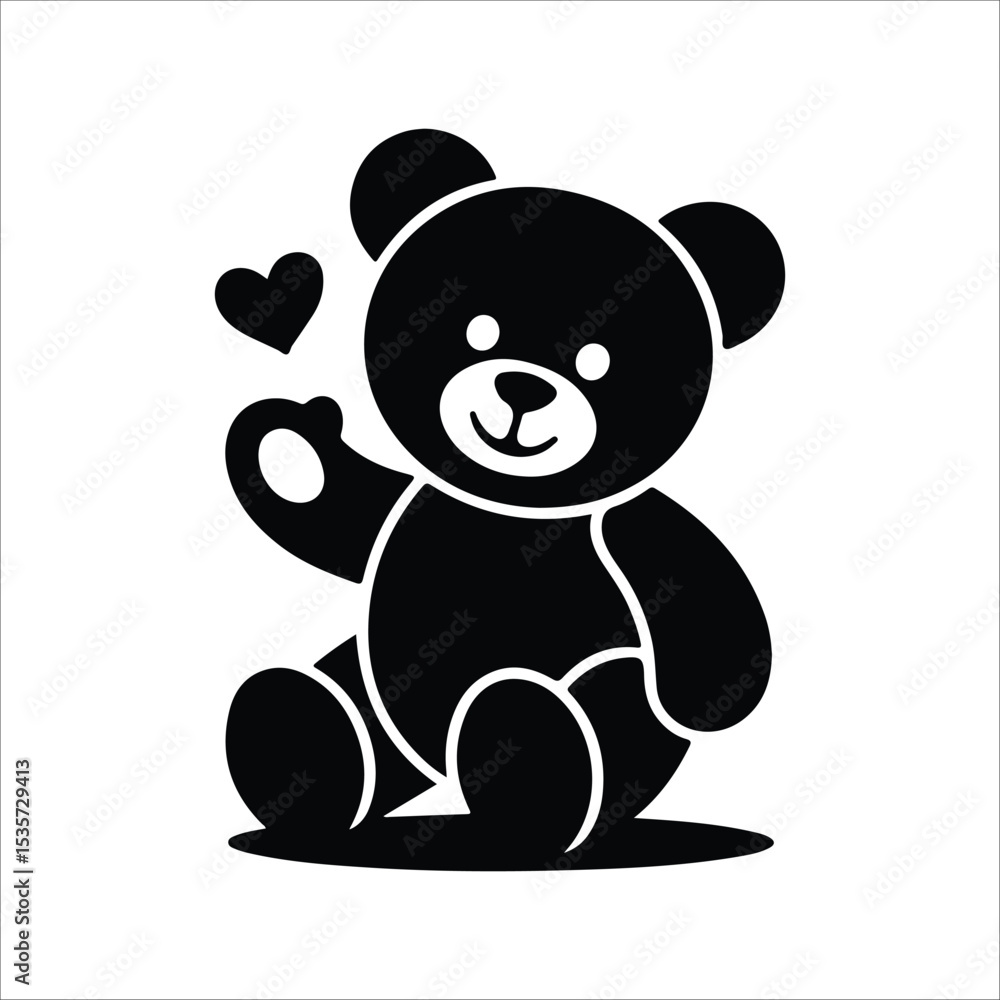 Obraz premium teddy bear icon vector silhouette on white background.