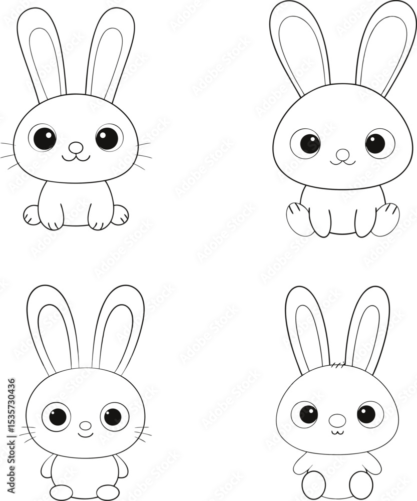 Fototapeta premium set of funny cartoon rabbits