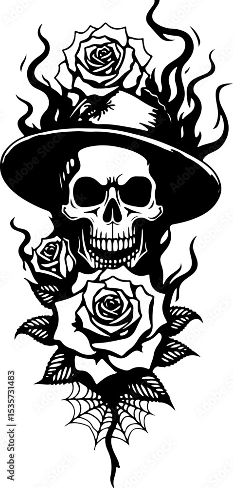 Fototapeta premium Tribal Skull and Abstract Tattoo Designs