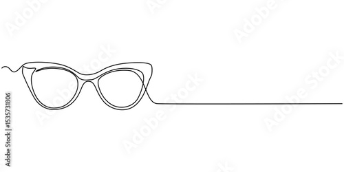 Medical And Healthcare Icon, Close-up of spectacles continuous one line drawing, Black and White of eyeglasses in a white background For assembly, Or create teaching material for mothers