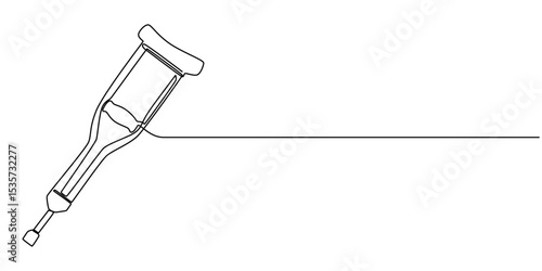 crutches continuous one line drawing, one line drawing crutches for support of injured and elderly people. Medical equipment concept, Continuous one single line drawing of modern elbow crutch, Single
