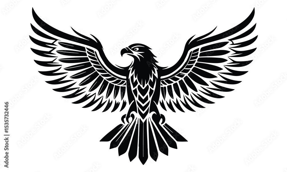 Fototapeta premium Fierce Hawk Head Vector Illustration in Bold Line Art Style