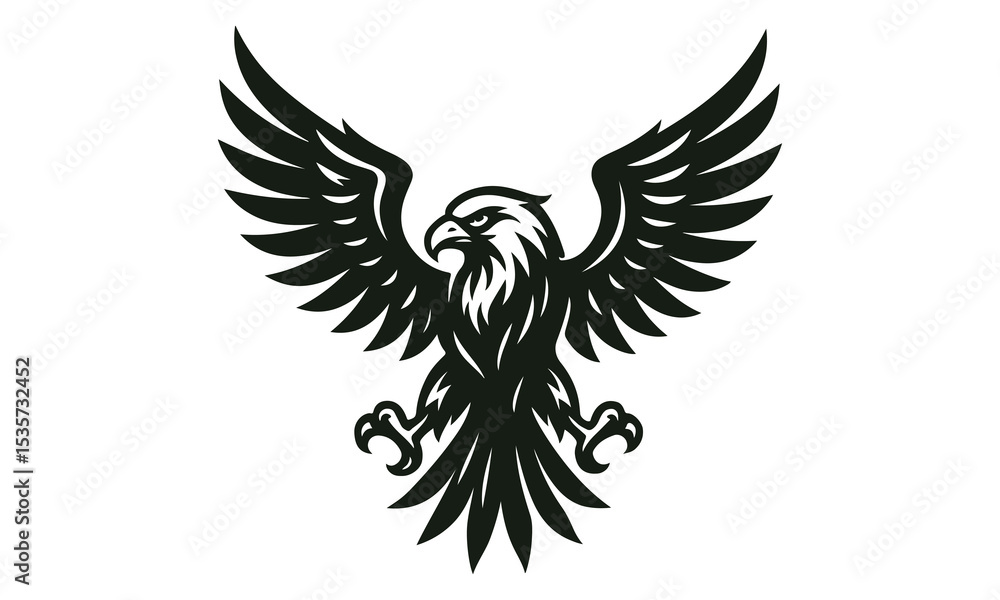 Obraz premium Fierce Hawk Head Vector Illustration in Bold Line Art Style