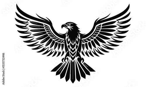 Fierce Hawk Head Vector Illustration in Bold Line Art Style
