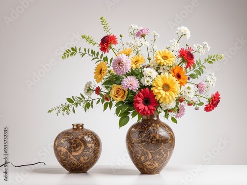 Decorative Vase with Flowers -  Modern Home Decor Accent