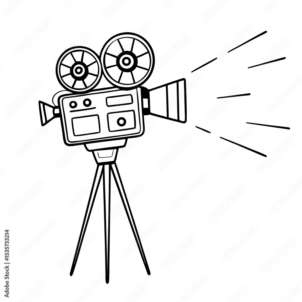 Obraz premium Retro Cartoon Movie Camera Vector Illustration