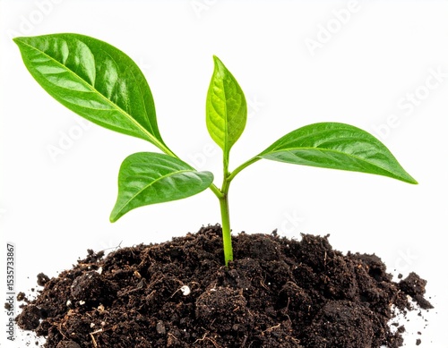 Wallpaper Mural young plant growing from soil isolated on white background Torontodigital.ca