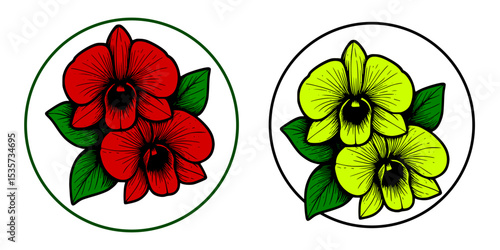 Orchid flowers. Logo for cosmetics