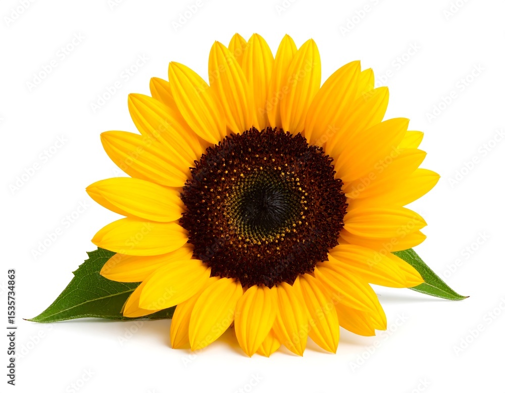 Obraz premium Single sunflower against white (1)