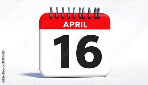 3D calendar square April 16