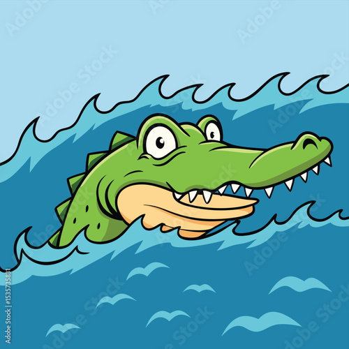 A fierce crocodile lurking just below the surface, its eyes watchful and menacing.
