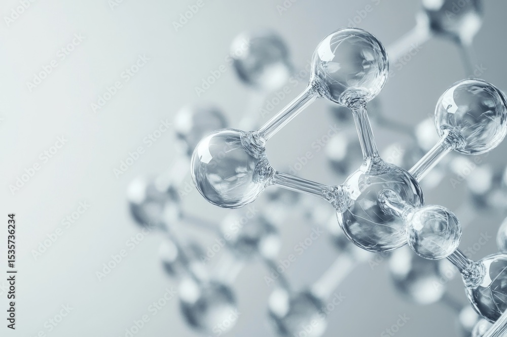 Gray transparent molecule model over grey Gray transparent molecule model over grey