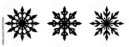 Silhouette set of detailed winter snowflake designs for decorations