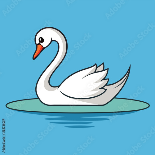 A graceful swan gliding serenely on an invisible water surface, embodying tranquility.