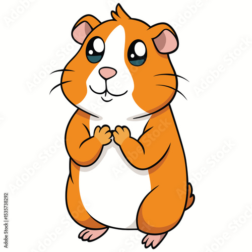 A guinea pig standing on its hind legs, begging for food with a cute expression.