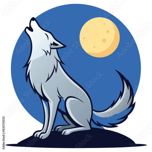 Wolf howls at moon majestic animal night forest wild scene