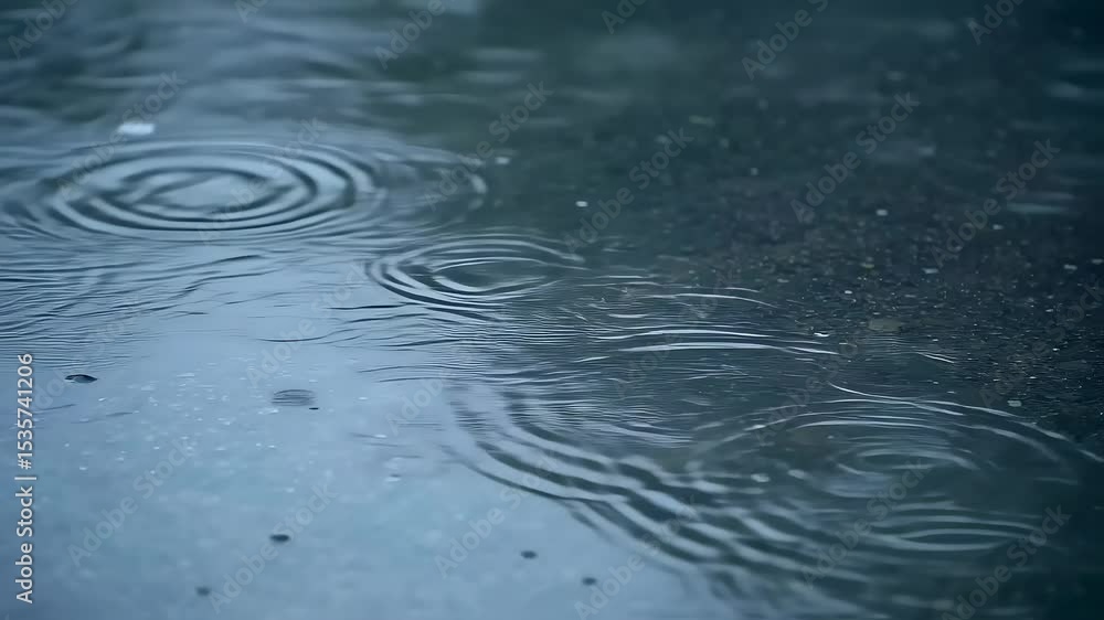 Rain Droplets Create Ripples on a Quiet Pavement During a Serene Afternoon Shower Rain Droplets Create Ripples on a Quiet Pavement During a Serene Afternoon Shower