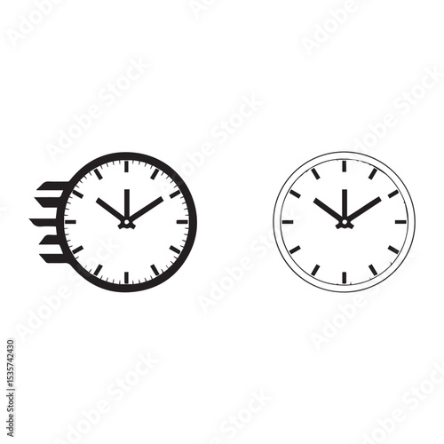 Free Download Fast and slow clock icons black and white design - GFXLoad