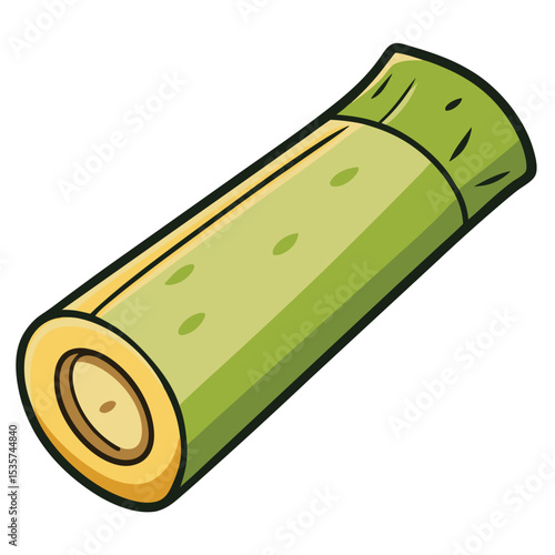 A section of a sugar cane stalk, showing its fibrous texture, symbolizing natural sweetness and agricultural bounty.