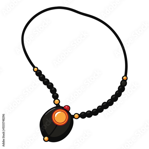 A single, traditional Indian necklace, a Mangalsutra, symbolizing marital sanctity and cultural heritage for married women in India.