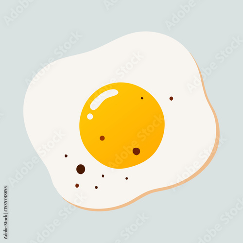 Cartoon Fried Egg Illustration: Yummy Breakfast Food Graphic