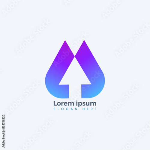 Free Download modern gradient arrow logo design, abstract direction symbol, tech branding icon, blue purple business logo template - GFXLoad