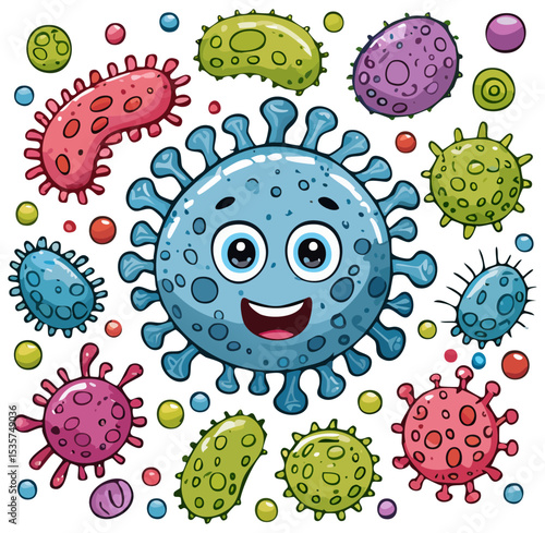 Cartoon germs and bacteria, isolated 