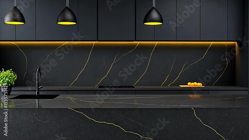 Modern Black and Gold Kitchen Design