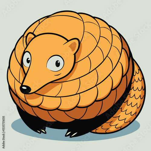 A solitary pangolin, rolled into a defensive ball, showcasing its unique armored scales and protective instinct in the wild.