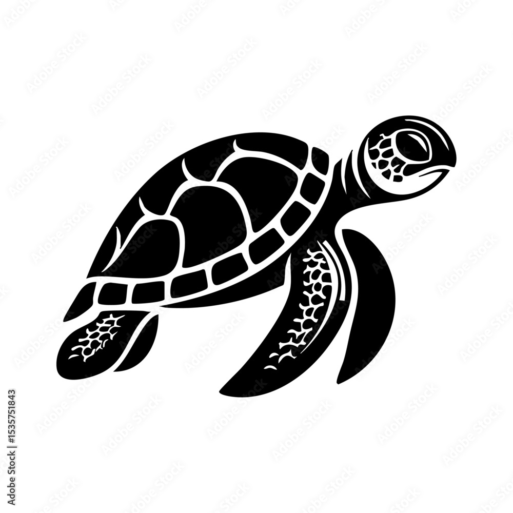Fototapeta premium Elegant sea turtle illustration in tribal-inspired line style, perfect for wildlife-themed branding.